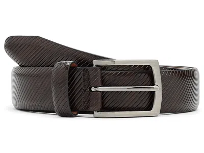 Johnston & Murphy Diagonal Etched Belt Men's Belts Dark Brown: 42