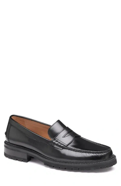 Johnston & Murphy Donnell Penny Loafer In Black Brush-off Leather