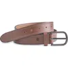 Johnston & Murphy Double Contrast Stitched Leather Belt In Brown