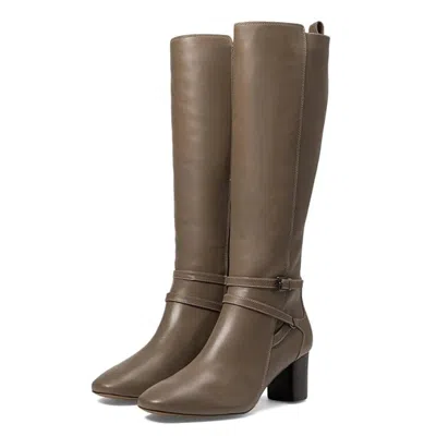 Johnston & Murphy Eleanor Boots Women's Taupe Side Zip Block Heel Htat1055 In Brown