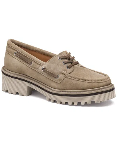Johnston & Murphy Emmalyn Suede Boat Shoe In Neutral