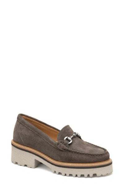 Johnston & Murphy Emmalynn Lug Sole Bit Loafer In Dark Gray Suede