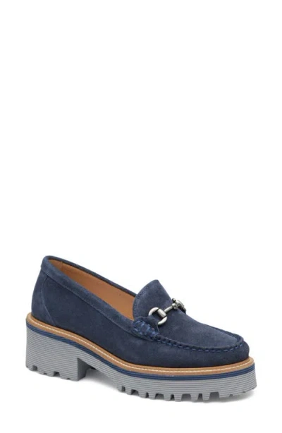 Johnston & Murphy Emmalynn Lug Sole Bit Loafer In Navy Suede