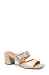 Johnston & Murphy Everly Buckle Slide Sandal In Bone Calfskin