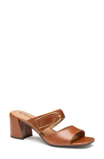 Johnston & Murphy Everly Buckle Slide Sandal In Cognac Calfskin