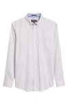 Johnston & Murphy Fan Print Button-up Shirt In White Multi