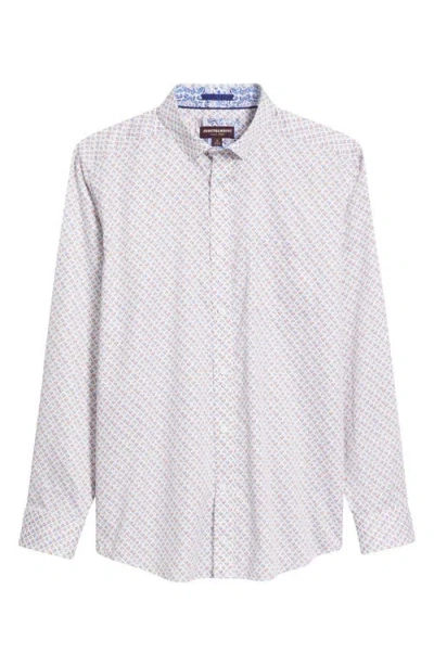 Johnston & Murphy Fan Print Button-up Shirt In White Multi