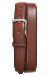 Johnston & Murphy Feather Edge Leather Belt In Tan