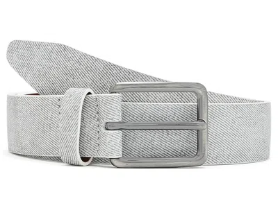 Johnston & Murphy Fine Stripe Diagonal Leather Belt Men's Belts Light Gray: 40