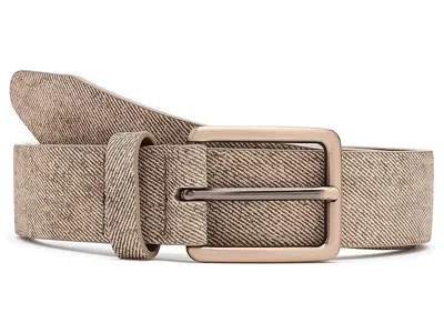 Johnston & Murphy Fine Stripe Diagonal Leather Belt Men's Belts Mocha: 44 In Brown