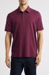 Johnston & Murphy Fine Stripe Polo In Burgundy/navy