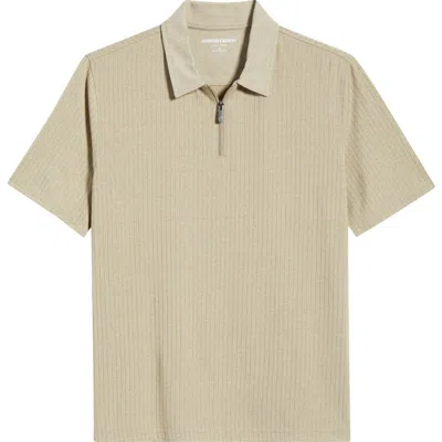 Johnston & Murphy Finn Performance Rib Quarter Zip Polo In Brown
