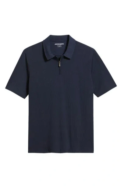 Johnston & Murphy Finn Rib Zip Polo In Blue