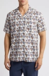 JOHNSTON & MURPHY FOLIAGE PRINT SHORT SLEEVE COTTON & MODAL CAMP SHIRT