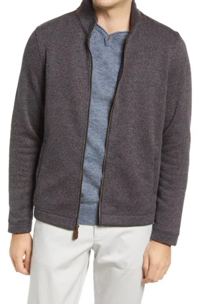 Johnston & Murphy Full Zip Sweatshirt In Navy/brown