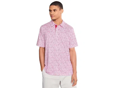 Johnston & Murphy Game Day Multi-sport Print Polo Men's Clothing Red: Md In Pink