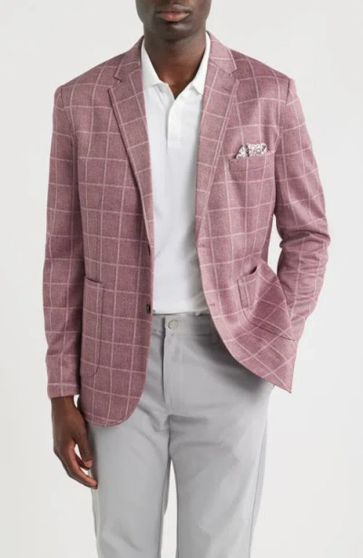 Johnston & Murphy Game Day Xc Flex® Pinnacle Red Windowpane Check Knit Sport Coat In Pink