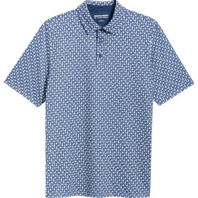 Johnston & Murphy Game Day Xc+™ Football Helmet Print Performance Polo In Blue