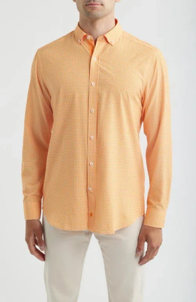 Johnston & Murphy Game Day Xc4® Gingham Check Button-down Shirt In Orange