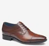Johnston & Murphy Gibbons 15-8665 Men 9 Brown Leather Cap Toe Dress Shoes Khd216