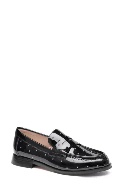 Johnston & Murphy Gillian Studded Patent Leather Penny Loafer In Black