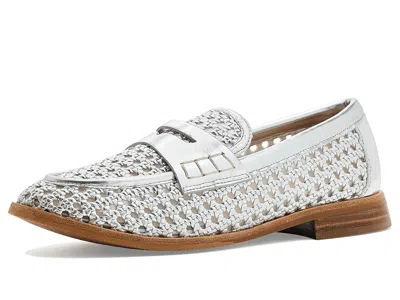 Johnston & Murphy Gillian Woven Penny Loafers In Silver