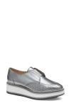 Johnston & Murphy Gracelyn Platform Wedge Derby In Pewter Metallic Sheepskin