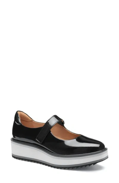 Johnston & Murphy Gracelyn Platform Wedge Mary Jane Flat In Black Patent Leather