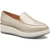 Johnston & Murphy Gracelyn Venetian Platform Loafer In Beige Italian Antiqued