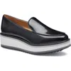 Johnston & Murphy Gracelyn Venetian Platform Loafer In Black Italian Antiqued