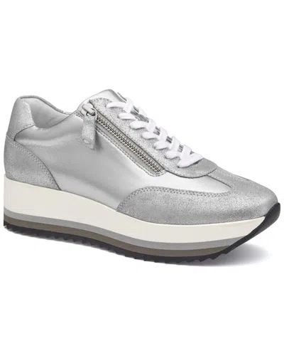 Johnston & Murphy Gracie Leather & Suede Sneaker In Silver