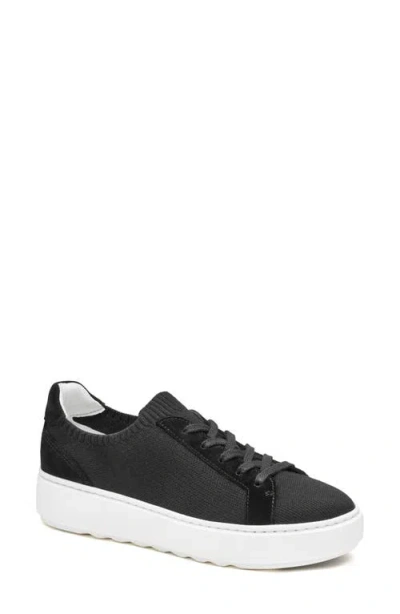 Johnston & Murphy Gracie Side Zip Sneaker In Black Knit/suede