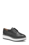 Johnston & Murphy Gracelyn Platform Wedge Derby In Black Metallic Kid Suede