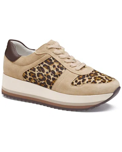 Johnston & Murphy Gracie Suede & Haircalf Sneaker In Brown