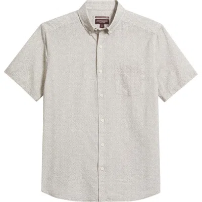 Johnston & Murphy Hampton Geo Print Short Sleeve Stretch Cotton Button-down Shirt In Neutral
