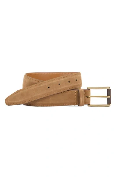 Johnston & Murphy Hartford Nubuck Leather Belt In Brown