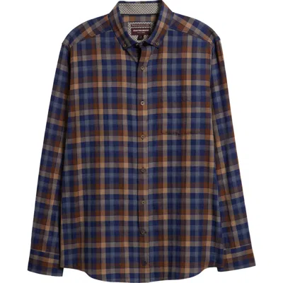 Johnston & Murphy Heather Plaid Button-down Shirt In Multi