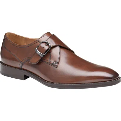 Johnston & Murphy Hedley Plain Toe Monk Shoe In Mahogany Full Grain