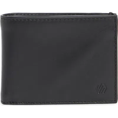 Johnston & Murphy Hunter Glazed Leather Bifold Wallet In Black
