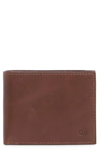 Johnston & Murphy Hunter Glazed Leather Bifold Wallet In Brown