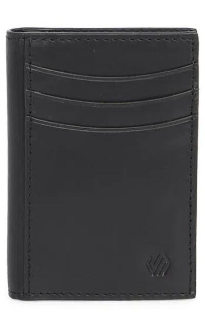 Johnston & Murphy Hunter Glazed Leather Money Clip Wallet In Black