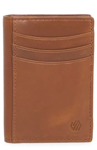 Johnston & Murphy Hunter Glazed Leather Money Clip Wallet In Brown