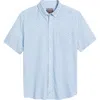 Johnston & Murphy Illusion Print Short Sleeve Cotton Button-down Shirt In Blue