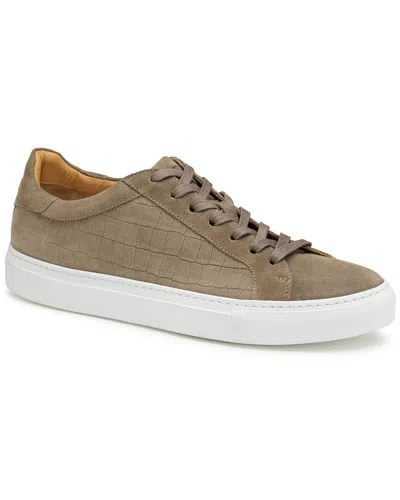 Johnston & Murphy Jake Lace-to-toe Suede Sneaker In Taupe Croc Embossed Italian Suede