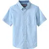 Johnston & Murphy Kids' Airplane Grid Short Sleeve Button-up Shirt In Sky Blue