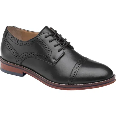 Johnston & Murphy Kids' Conard Cap Toe Derby In Black Fg Leather