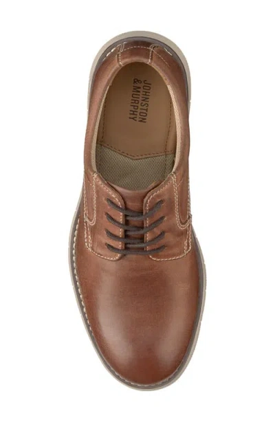 Johnston & Murphy Kids' Holden Plain Toe Derby In Brown Oiled Full Gra