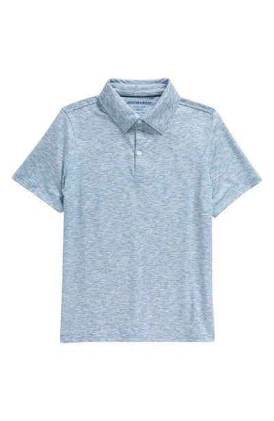 Johnston & Murphy Kids' Micro Stripe Polo In Blue