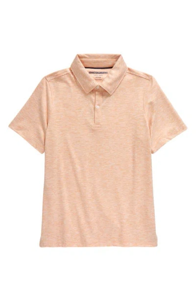 Johnston & Murphy Kids' Micro Stripe Polo In Orange