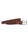 Johnston & Murphy Kids' Stretch Braided Leather Belt In Cognac